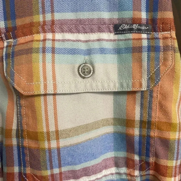 Eddie Bauer Shirt Mens Size Large Flannel Multicolor Plaid Classic Fit - Picture 3 of 7